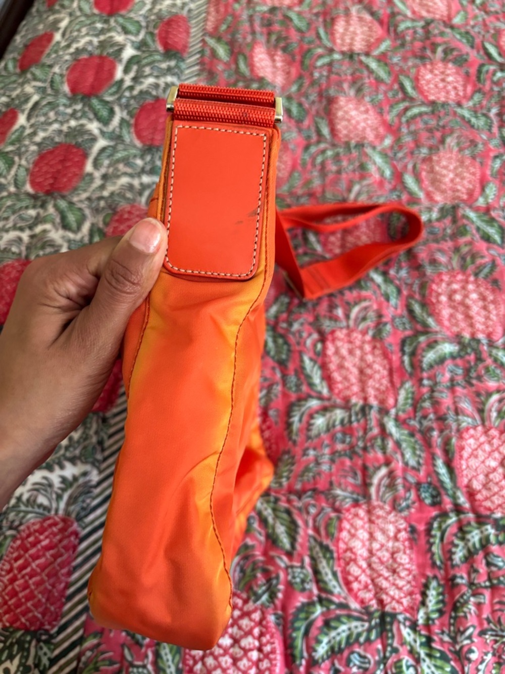 Prada Vibrant Orange Nylon Crossbody with Silver-Tone Logo - Picture 3 of 14